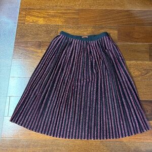 NWOT Modcloth mid-calf pink and black glitter stripe skirt